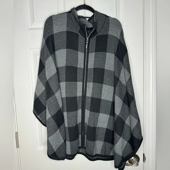 RAFAELLA NWT Charcoal Tweed Heather Checkered Black and Gray Zipper Size 2x - Picture 1 of 7